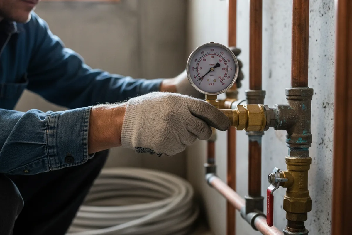 Pressure testing a repaired line during Water Line Repair in Greenwood Lake